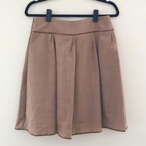 MAXSTUDIO: brown pleated wool skirt